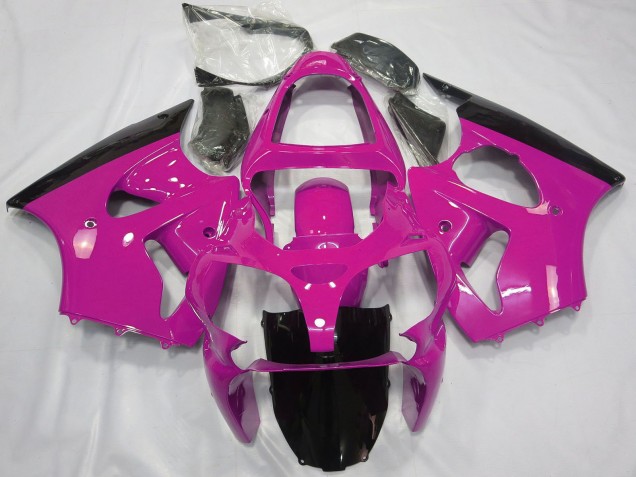 2000-2002 Kawasaki ZX6R Motorcycle Fairings - Pink Glossy Black UK