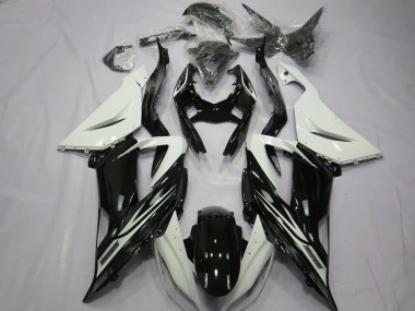 Best 2013-2018 Kawasaki ZX6R Motorcycle Fairings - White Glossy Black UK