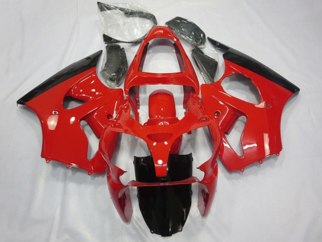 2000-2002 Kawasaki ZX6R Motorcycle Fairings - Red Glossy Black UK