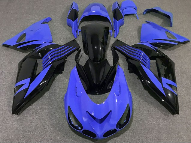 2006-2011 Kawasaki ZX14R Motorcycle Fairings - Blue Glossy Black UK