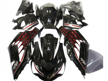 Best 2012-2024 Kawasaki ZX14R ZZR1400 Motorcycle Fairings - Glossy Black Red UK