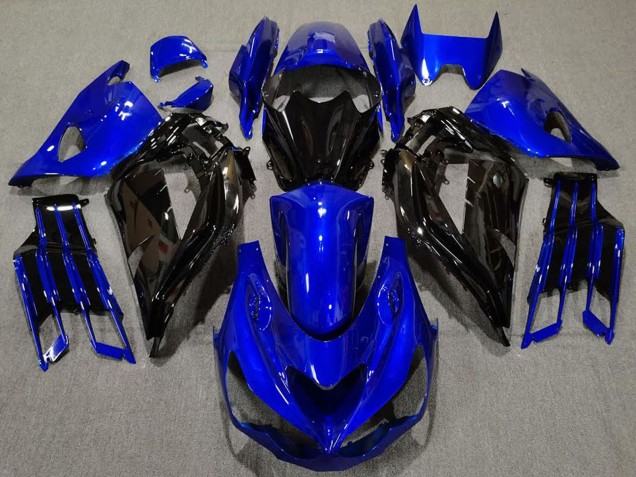 2012-2024 Kawasaki ZX14R ZZR1400 Motorcycle Fairing - Blue Glossy Black UK