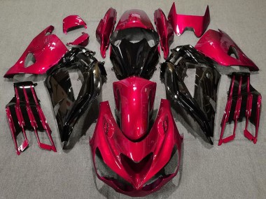 Best 2012-2024 Kawasaki ZX14R ZZR1400 Motorcycle Fairings - Red Glossy Black UK