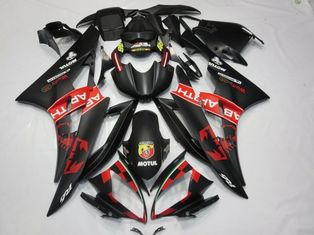 2006-2007 Yamaha R6 Motorcycle Fairings - Matte Black Red Abarth Motul Michelin UK