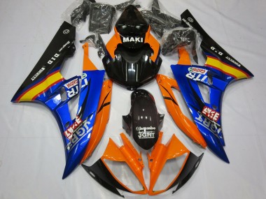 Best 2006-2007 Yamaha R6 Motorcycle Fairings - Orange Blue Glossy Black Castrol UK