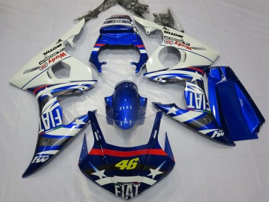 Best 2003-2004 Yamaha R6 Motorcycle Fairings - White Blue Fiat Michelin Motul 46 UK