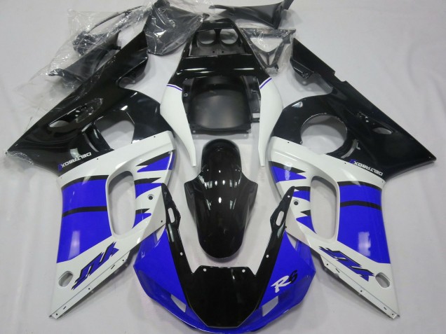 1998-2002 Yamaha R6 Motorcycle Fairings - White Blue Glossy Black UK