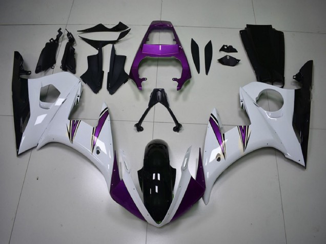 2003-2004 Yamaha R6 Motorcycle Fairings - White Purple Glossy Black UK