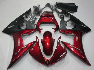 Best 2005 Yamaha R6 Motorcycle Fairings - Dark Red Matte Black UK