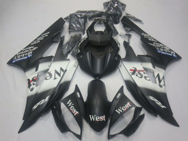 Best 2006-2007 Yamaha R6 Motorcycle Fairings - Matte Black White West Michelin UK