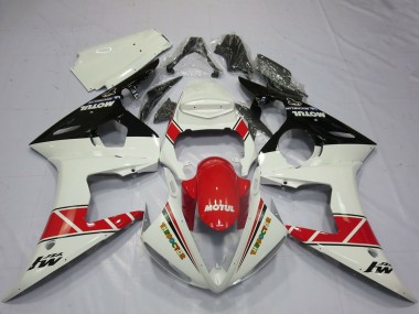 Best 2005 Yamaha R6 Motorcycle Fairings - White Red Glossy Black Motul UK