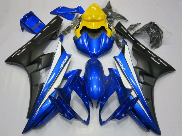 2006-2007 Yamaha R6 Motorcycle Fairings - Yellow Blue White Matte Black Motul UK