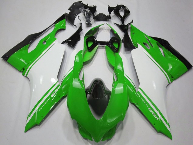 2011-2014 Ducati 1199 Motorcycle Fairings - Glossy Green White Black UK