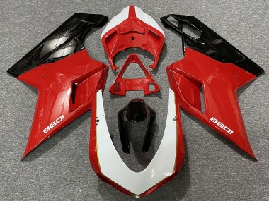 Best 2007-2014 Ducati 1098 Motorcycle Fairings - White Red Black UK