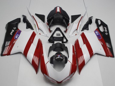 Best 2007-2014 Ducati 848 1098 1198 Motorcycle Fairing - White Red Glossy Black UK