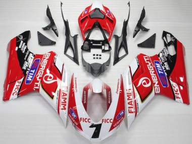Best 2007-2014 Ducati 848 1098 1198 Motorcycle Fairings - White Red Blue Glossy Black Ficc Fiamm 7 UK