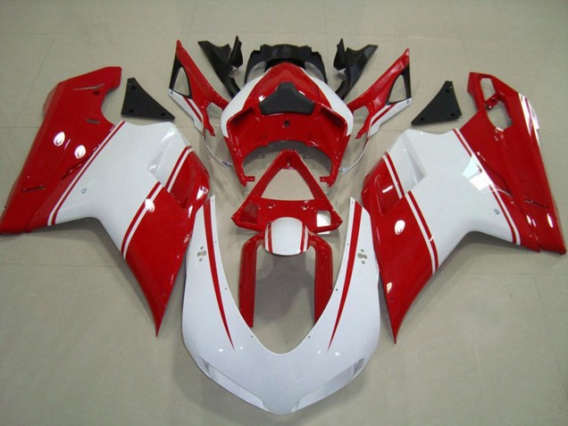 2007-2014 Ducati 848 1098 1198 Motorcycle Fairings - White Red UK