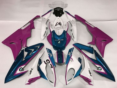 Best 2009-2014 BMW S1000RR Motorcycle Fairings - White Purple Blue UK