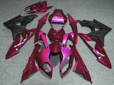 Best 2009-2014 BMW S1000RR Motorcycle Fairings - Dark Hot Pink Matte Black UK
