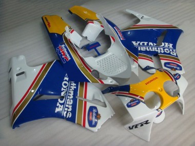 Best 1988-1992 Honda VFR400R NC30 Motorcycle Fairings - White Blue Yellow Rothmans UK