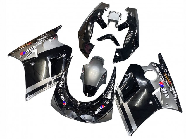 1989-1990 Kawasaki ZXR250 Motorcycle Fairings - Glossy Black Grey Elf Touch4 Bridgestone UK