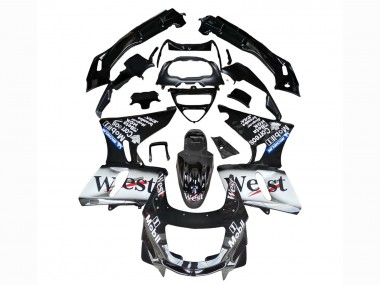 Best 1998-2003 Kawasaki ZZR600 Motorcycle Fairings - Glossy Black White West UK