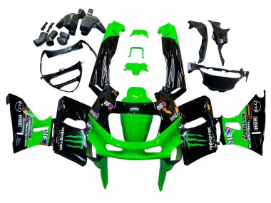 Best 1998-2003 Kawasaki ZZR600 Motorcycle Fairings - Green Black Monster Elf UK