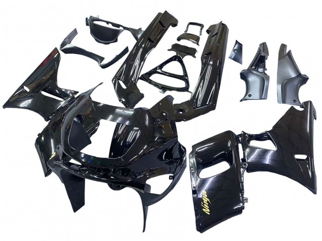 1998-2003 Kawasaki ZZR600 Motorcycle Fairings - Glossy Black Gold Ninja UK