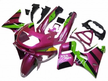 Best 1998-2003 Kawasaki ZZR600 Motorcycle Fairings - Deep Pink Green EVA Racing UK