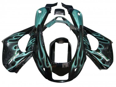 Best 1997-2007 Yamaha YZF 1000R Thunderace Motorcycle Fairings - Glossy Black with Blue Flame UK