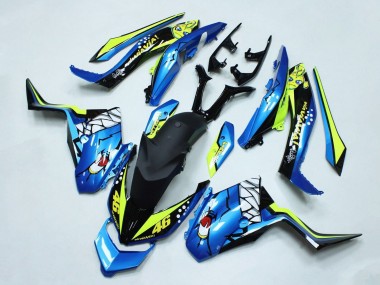 Best 2017-2021 Yamaha XMAX300 Motorcycle Fairings - Blue Yellow Black Shark 46 UK
