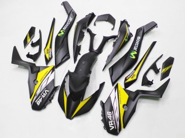 Best 2017-2021 Yamaha XMAX300 Motorcycle Fairings - Matte Black Yellow MoviStar ENEOS 46 UK