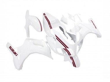 Best 2003-2013 Suzuki SV650 Motorcycle Fairings - White with Dark Red Lines UK