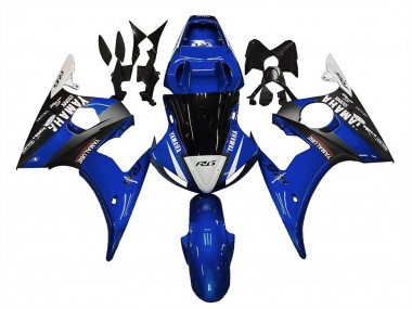 Best 2003-2004 Yamaha YZF R6 Motorcycle Fairings - Blue White Glossy Black Yamalube UK