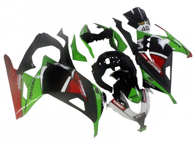 2013-2017 Kawasaki EX300 Motorcycle Fairings - Green White Red Black Elf UK