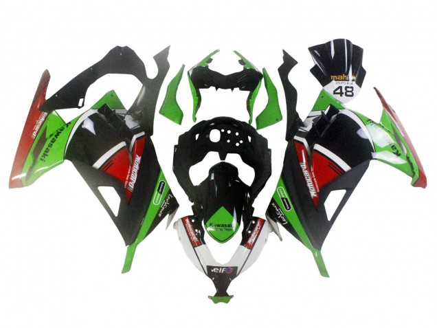 2013-2017 Kawasaki EX300 Motorcycle Fairings - Green White Red Black Elf UK