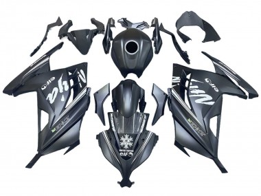 Best 2013-2024 Kawasaki EX300 Motorcycle Fairings - Matte Black White Elf Snow UK