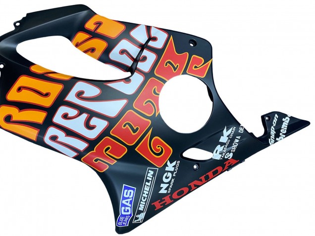 2004-2007 Honda CBR600 F4i Motorcycle Fairings - Matte Black Orange Rossi UK