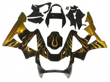 Best 2000-2001 Honda CBR900RR 929 Motorcycle Fairings - Glossy Black Gold Flame UK