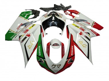 Best 2007-2014 Ducati 848/1098/1198 Motorcycle Fairings - White Red Green Accossato UK