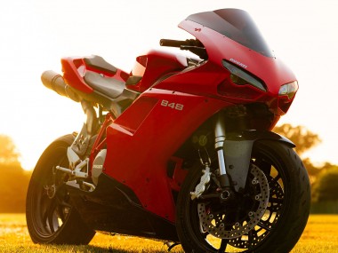 Best 2007-2014 Ducati 848 Motorcycle Fairings - Red Glossy Black UK