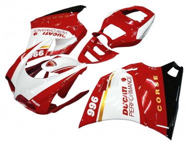 Best 1993-2005 Ducati 996 Motorcycle Fairings - White Red Gold Glossy Black Corse Performance UK