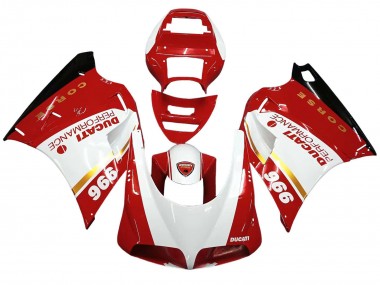 Best 1993-2005 Ducati 996 Motorcycle Fairings - White Red Gold Glossy Black Corse Performance UK
