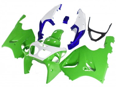 Best 1996-2003 Kawasaki ZX7R Motorcycle Fairings - White Green Blue UK