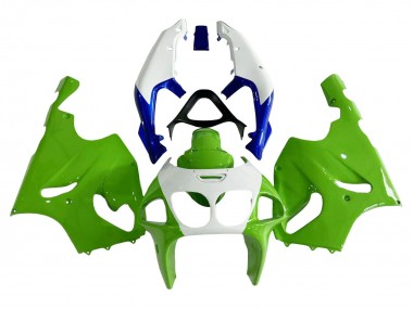 Best 1996-2003 Kawasaki ZX7R Motorcycle Fairings - White Green Blue UK