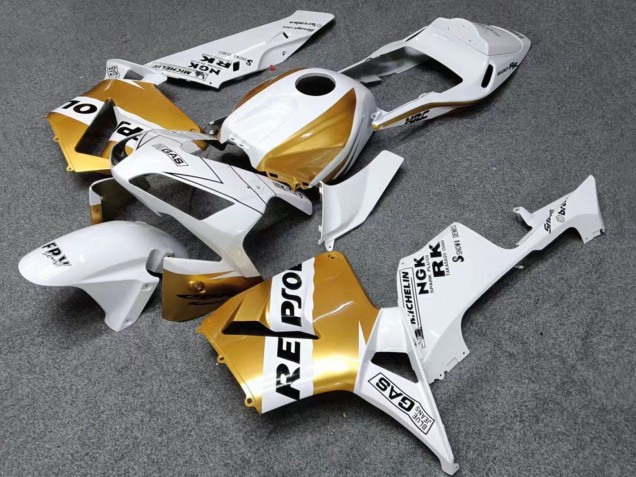 2003-2004 Honda CBR600RR Motorcycle Fairings - White Gold Black Repsol UK