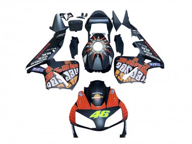 Best 2003-2004 Honda CBR600RR Motorcycle Fairings - Matte Black Orange Repsol Rossi 46 UK