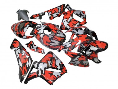 Best 2005-2006 Honda CBR600RR Motorcycle Fairings - Black with Red Grey Camouflage UK