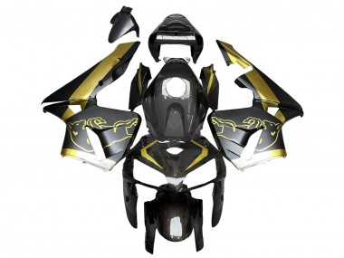 Best 2005-2006 Honda CBR600RR Motorcycle Fairings - Black Gold Carbon Fiber UK