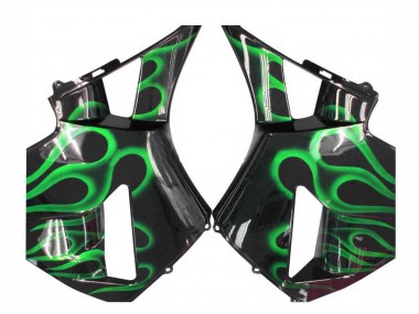 Best 2005-2006 Honda CBR600RR Motorcycle Fairings - Glossy Black Green Flame UK